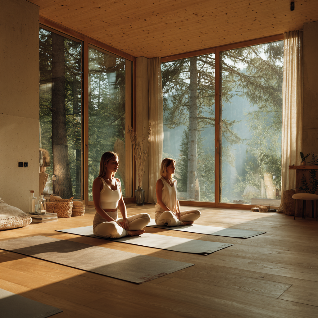 Йога инструктор по време на практика