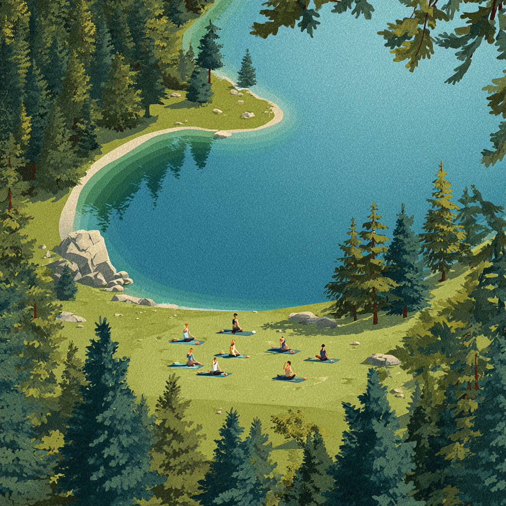 Група хора практикуват йога на открито